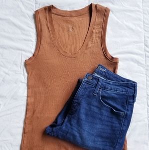 🌿Cognac / Brown Scoop Neck ◇ Tank Top